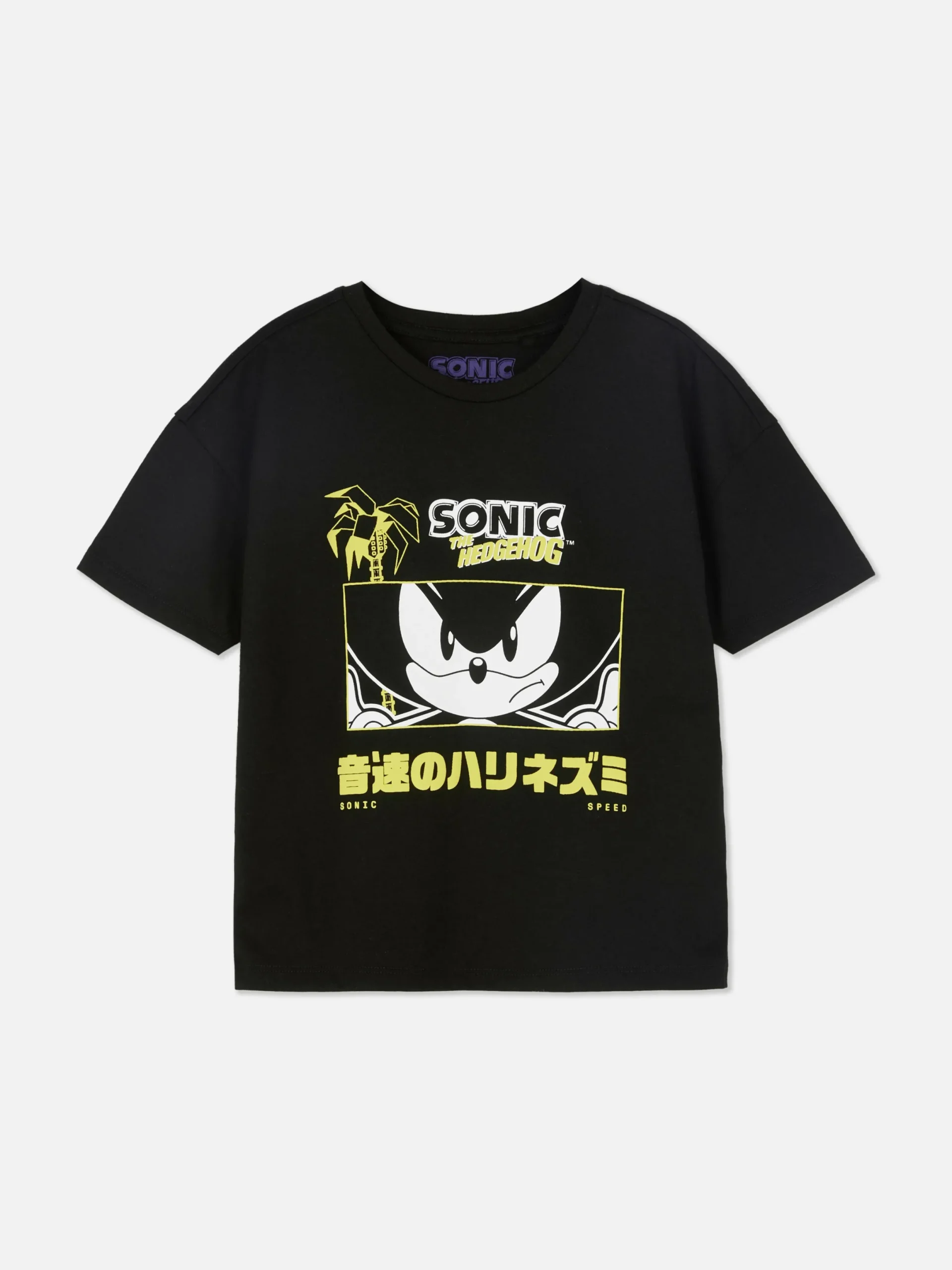 Hauts Et T-Shirts|Primark T-shirt Graphique Sonic Le Hérisson Noir
