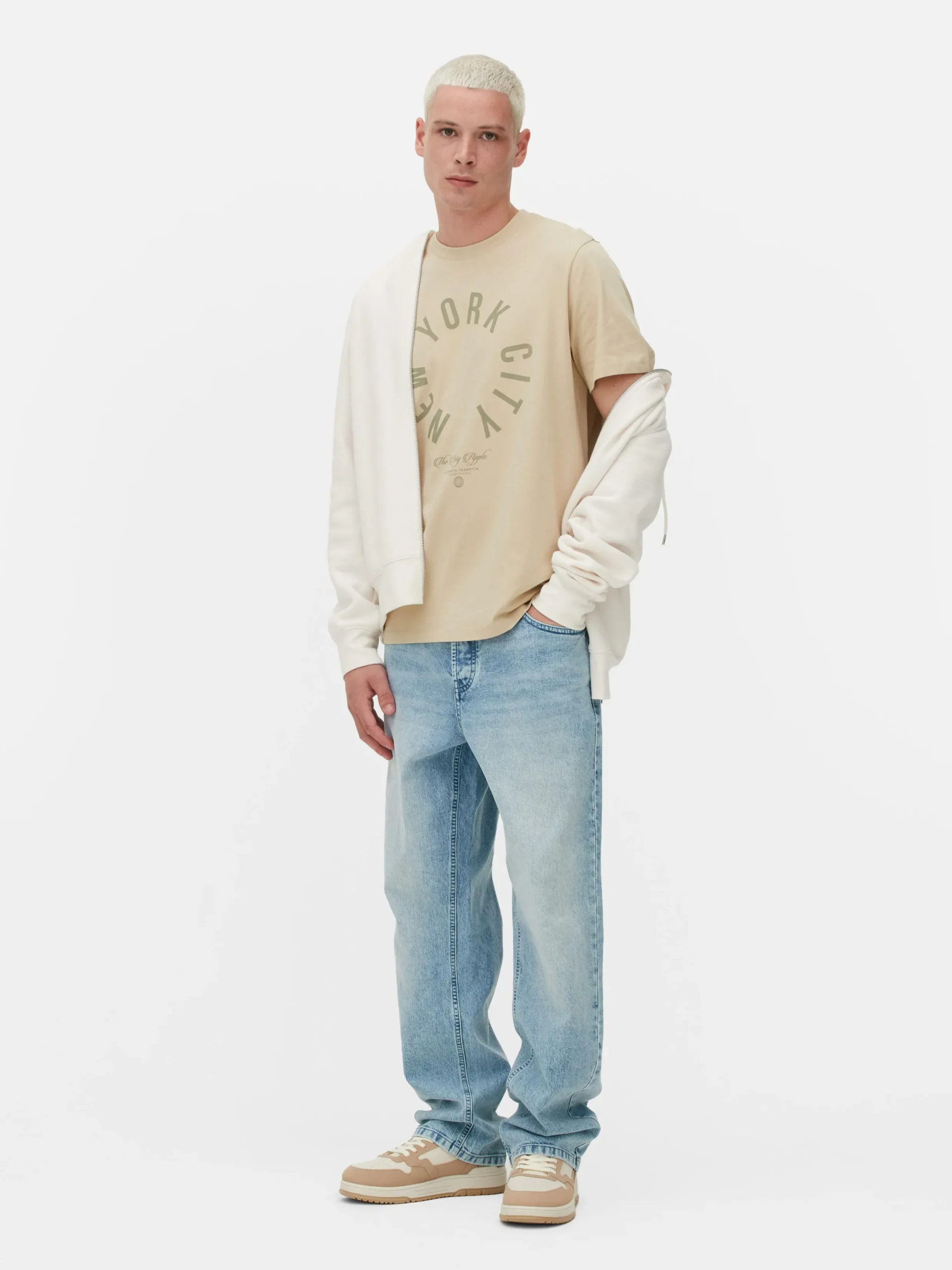 Hauts Et T-Shirts|Primark T-shirt Imprimé New York City Grège