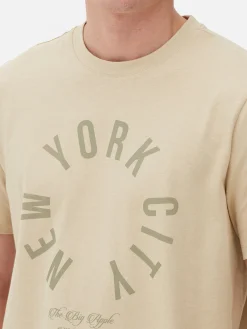 Hauts Et T-Shirts|Primark T-shirt Imprimé New York City Grège