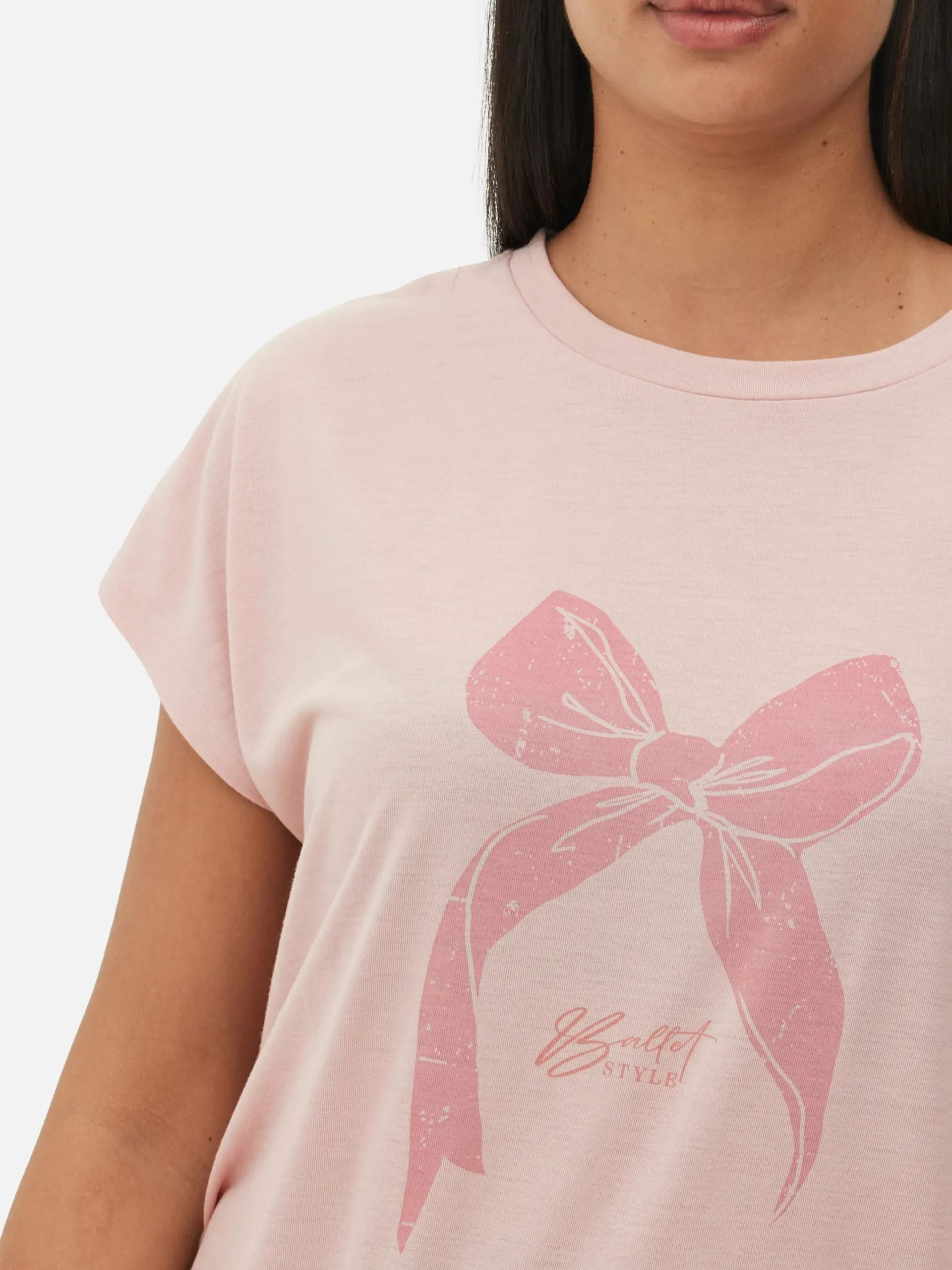 Hauts Et T-Shirts|Primark T-shirt Long à Col Ras-du-cou Rose clair