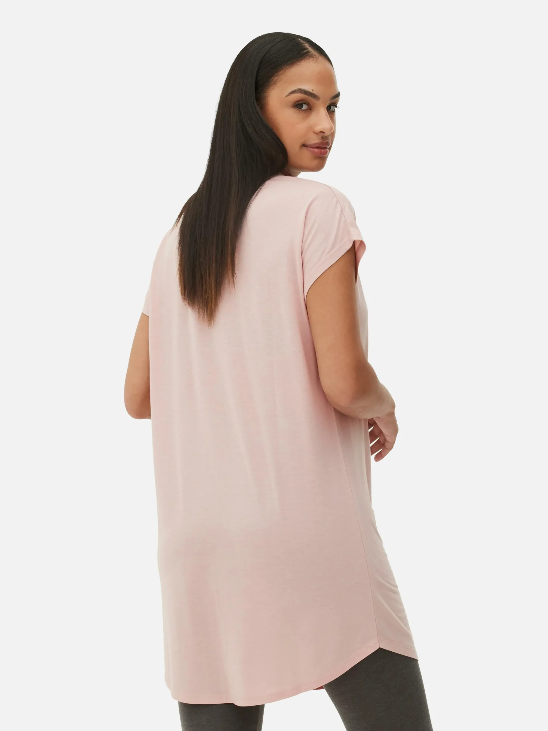 Hauts Et T-Shirts|Primark T-shirt Long à Col Ras-du-cou Rose clair