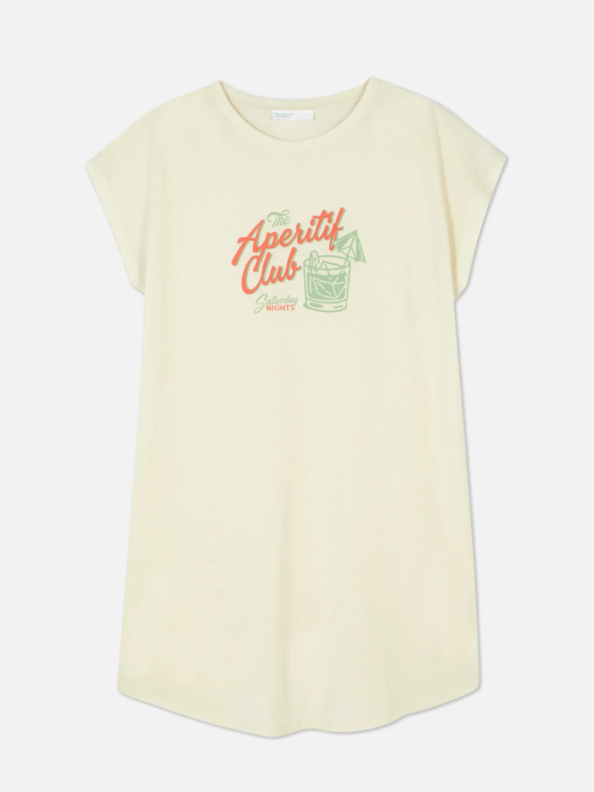Hauts Et T-Shirts|Primark T-shirt Long à Col Ras-du-cou Ivoire
