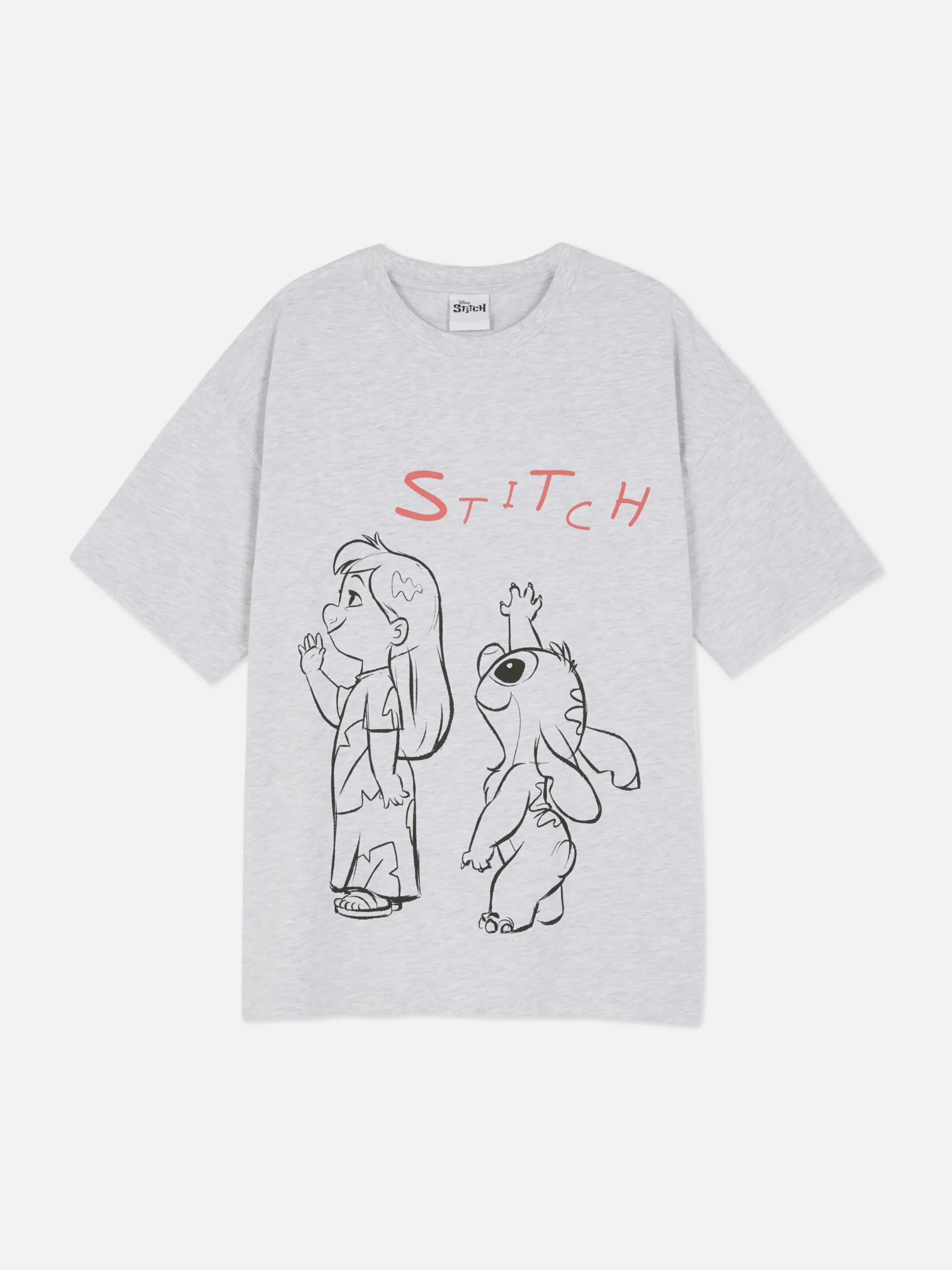 Hauts Et T-Shirts|Primark T-shirt Oversize Disney Lilo & Stitch Gris