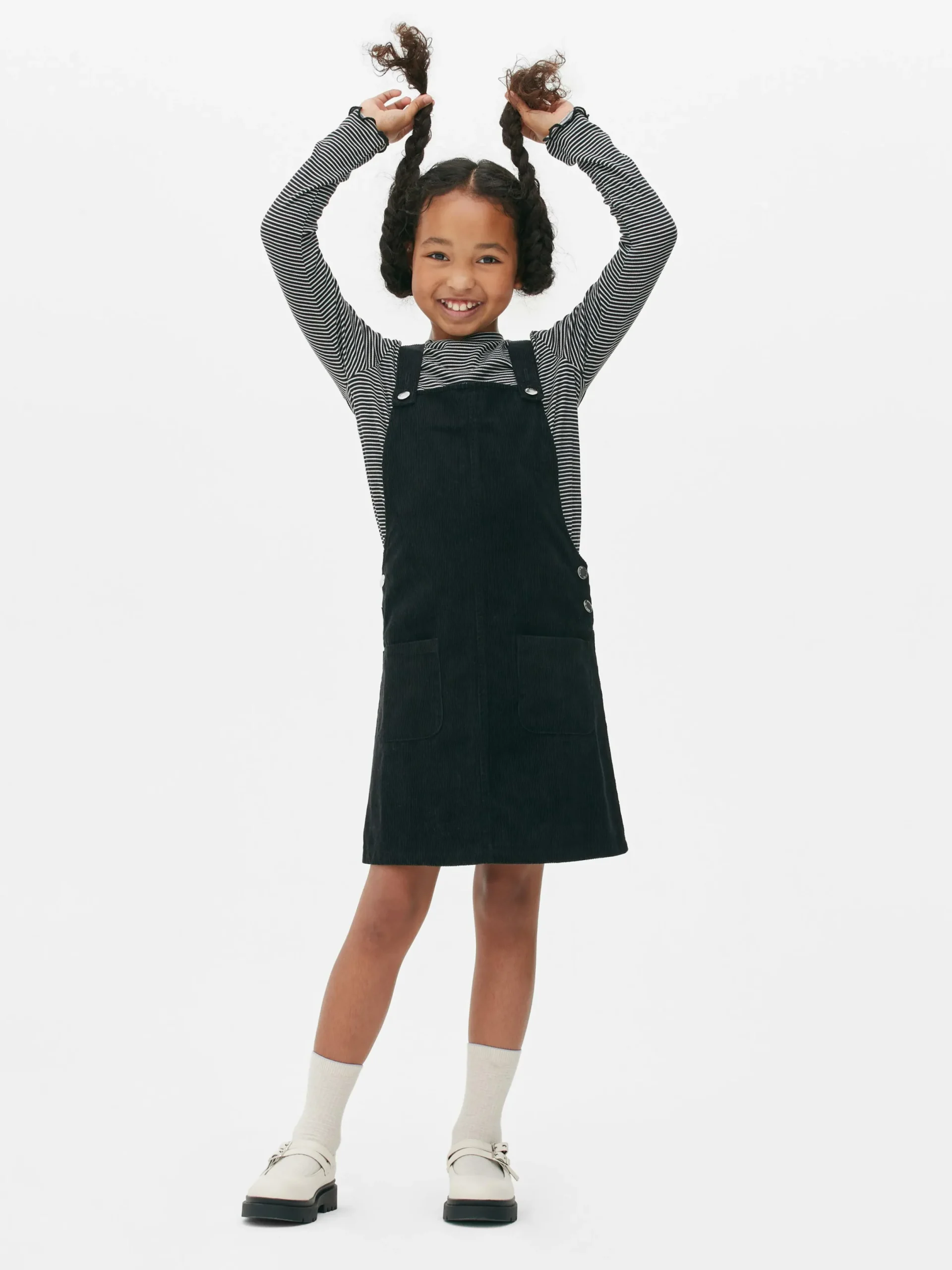 Ensembles Et Tenues|Primark T-shirt Rayé à Manches Longues Et Robe Chasuble Noir