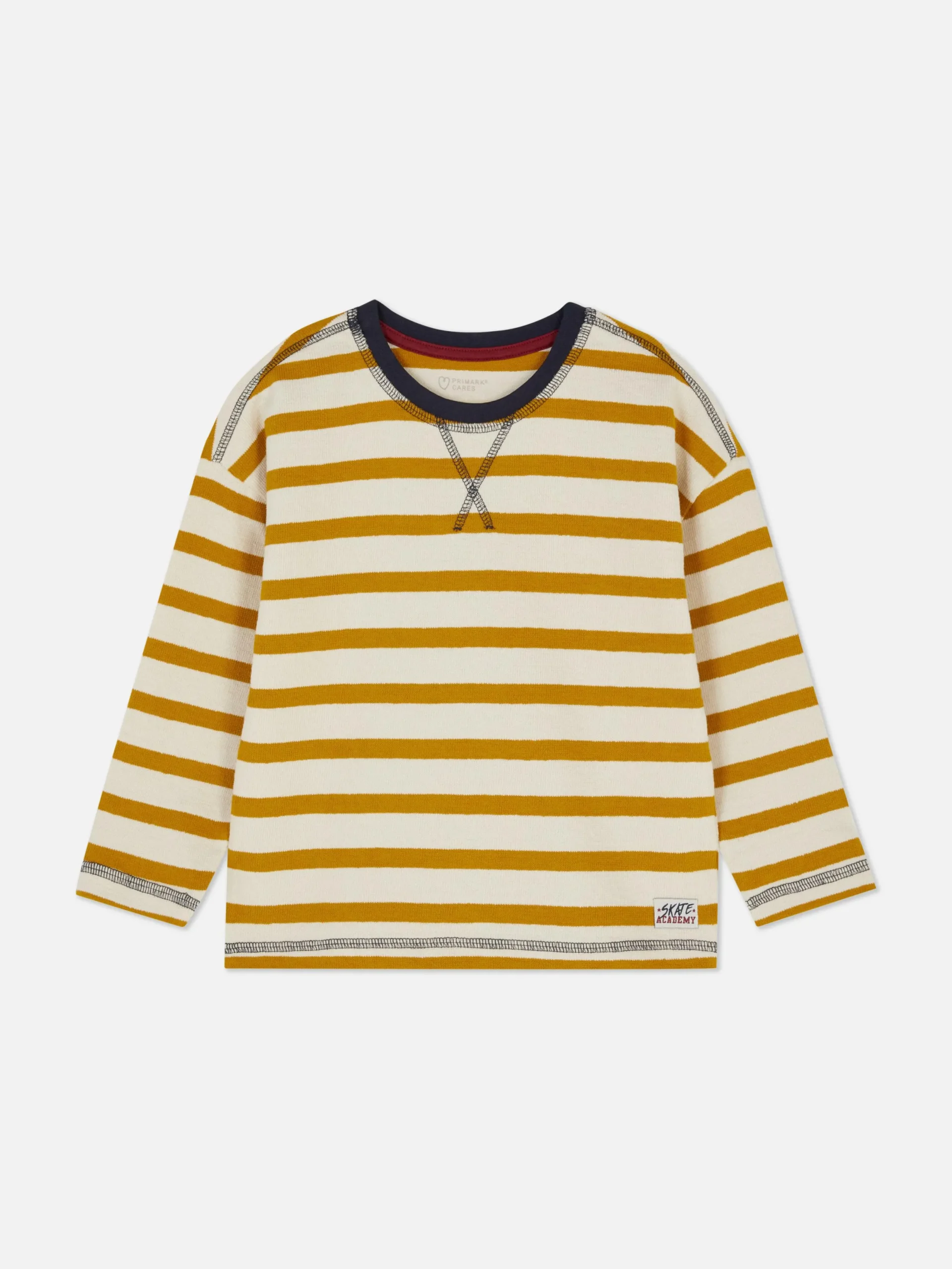 Hauts Et T-Shirts|Primark T-shirt Rayé à Rayures Et Manches Longues Jaune moutarde