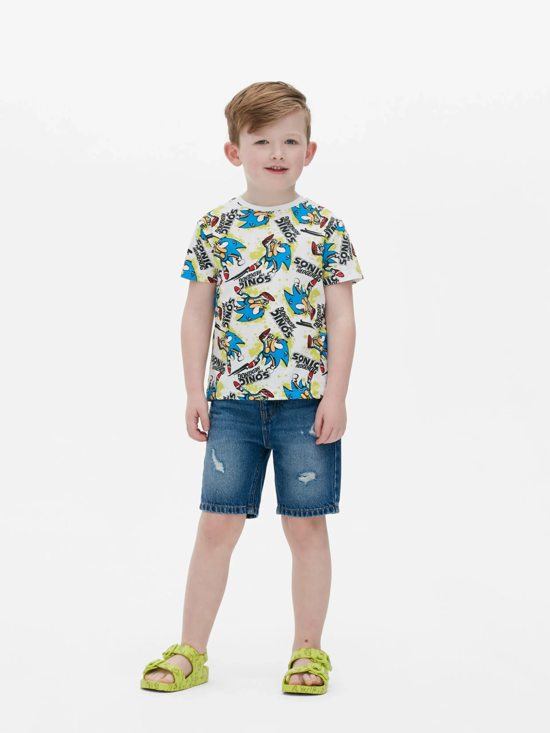 Hauts Et T-Shirts|Primark T-shirt Sonic Le Hérisson Speed Star Blanc