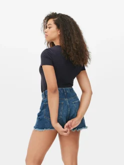 Hauts Et T-Shirts|Primark T-shirt Stretch à Col Ras-du-cou Bleu marine