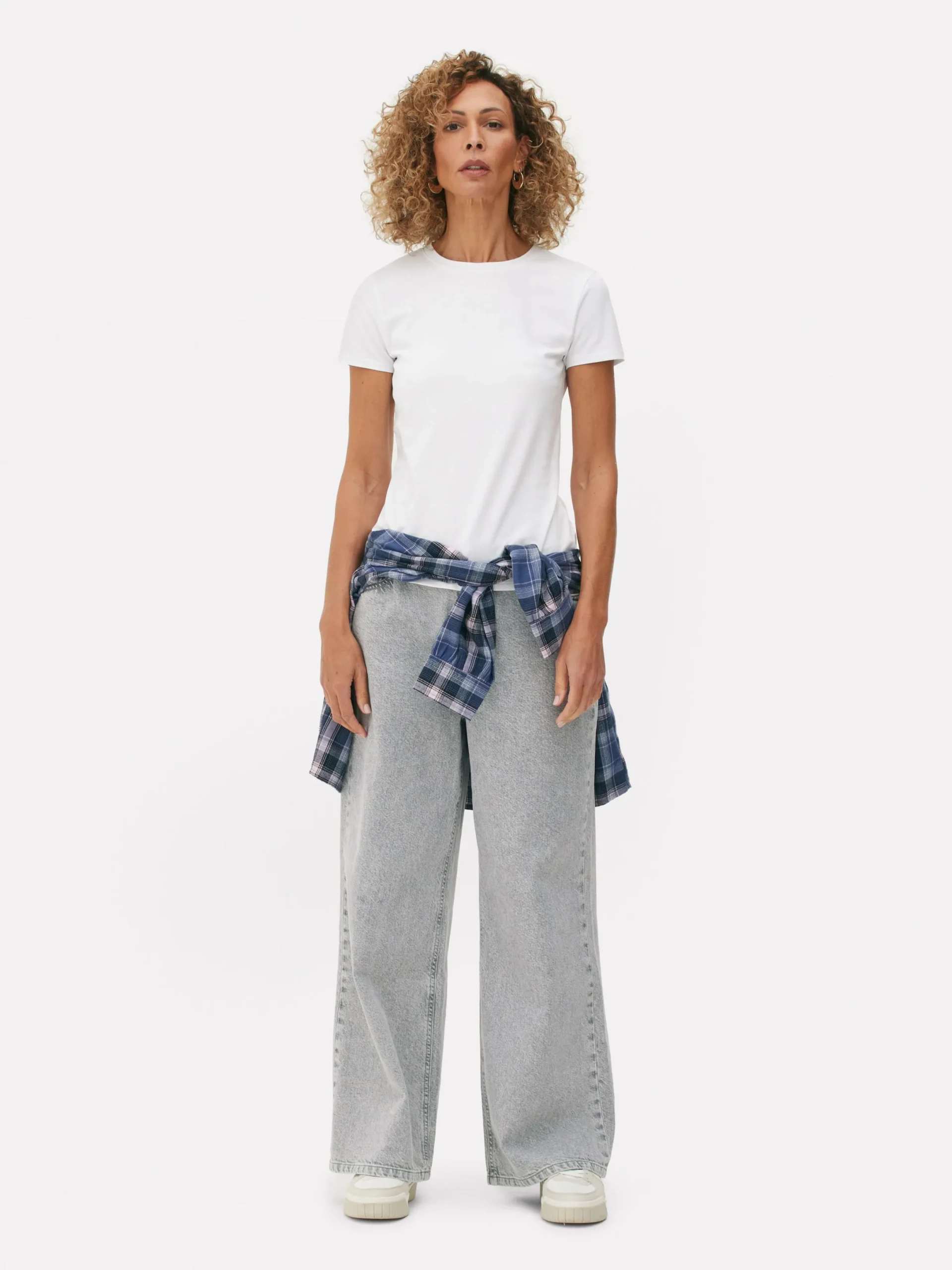 Hauts Et T-Shirts|Primark T-shirt Stretch Ras Du Cou Blanc