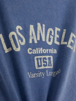 Hauts Et T-Shirts|Primark T-shirt Style Universitaire Los Angeles Bleu