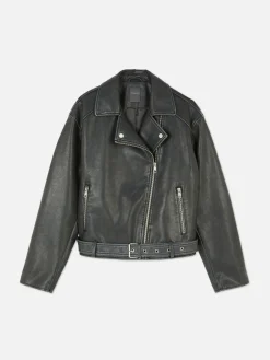 Manteaux Et Vestes|Primark Veste De Motard En Simili Cuir Effet Vieilli Gris