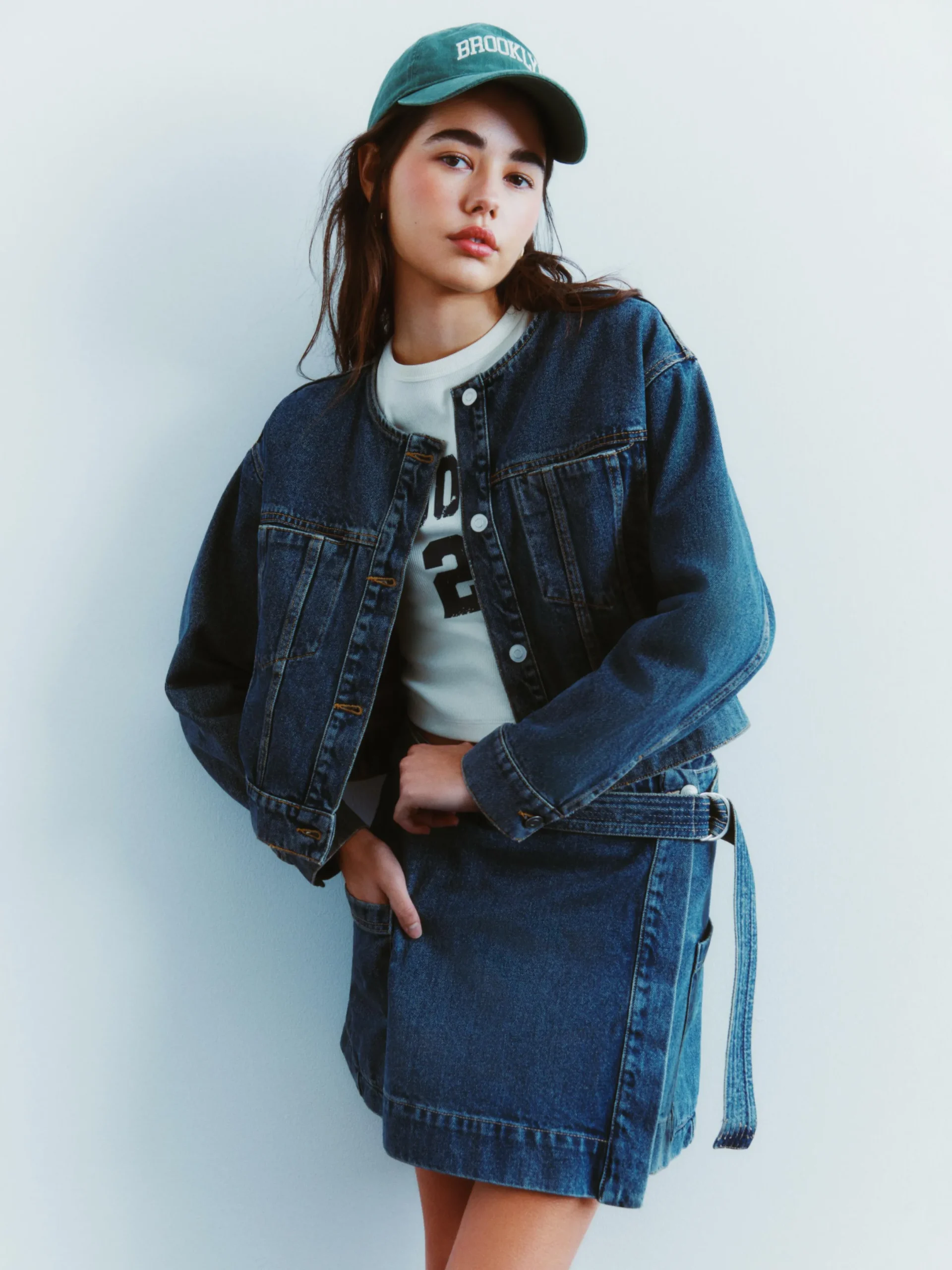 Denim|Manteaux Et Vestes|Primark Veste En Jean Sans Col Bleu moyen