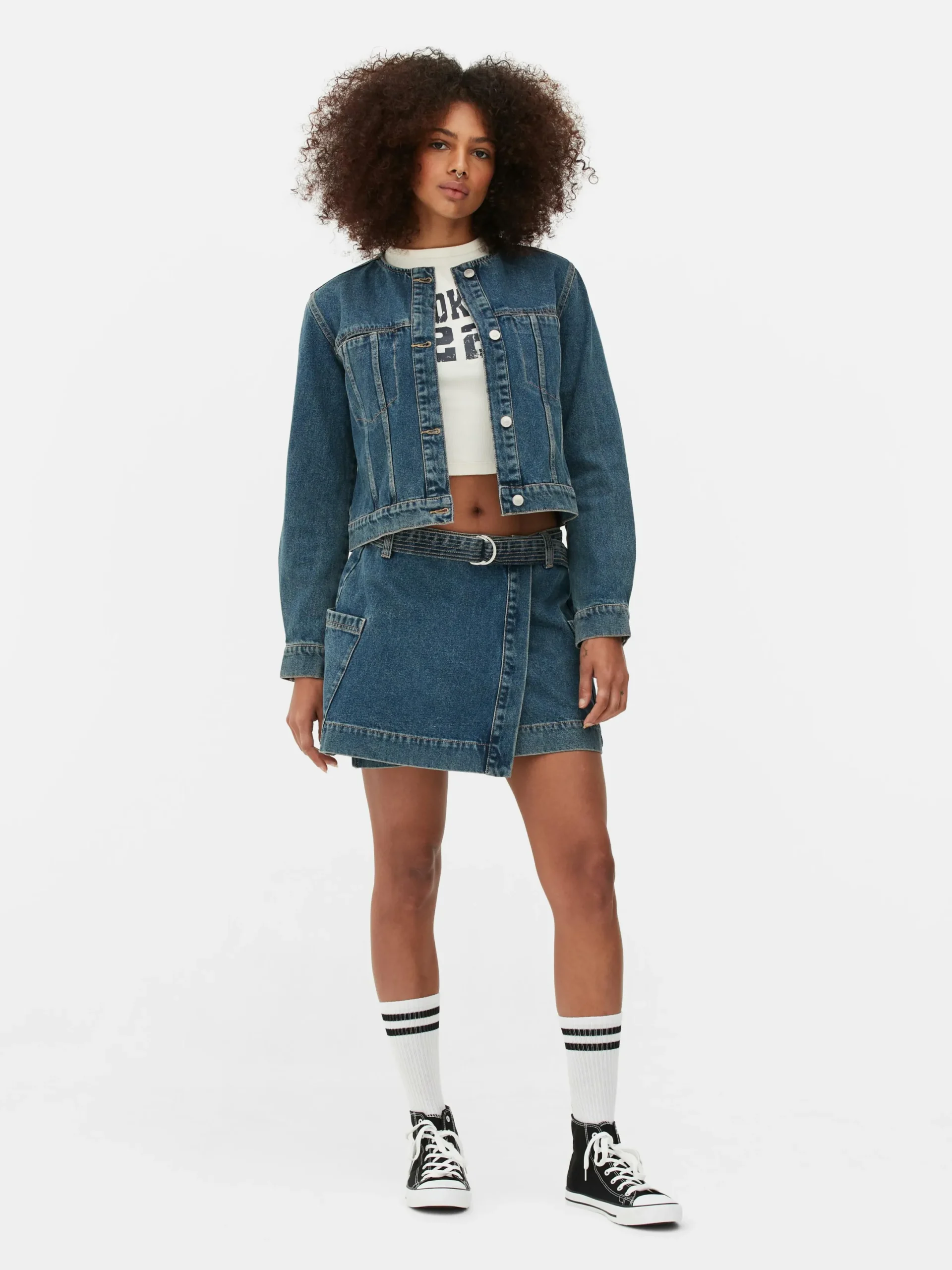Denim|Manteaux Et Vestes|Primark Veste En Jean Sans Col Bleu moyen