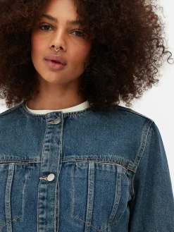 Denim|Manteaux Et Vestes|Primark Veste En Jean Sans Col Bleu moyen
