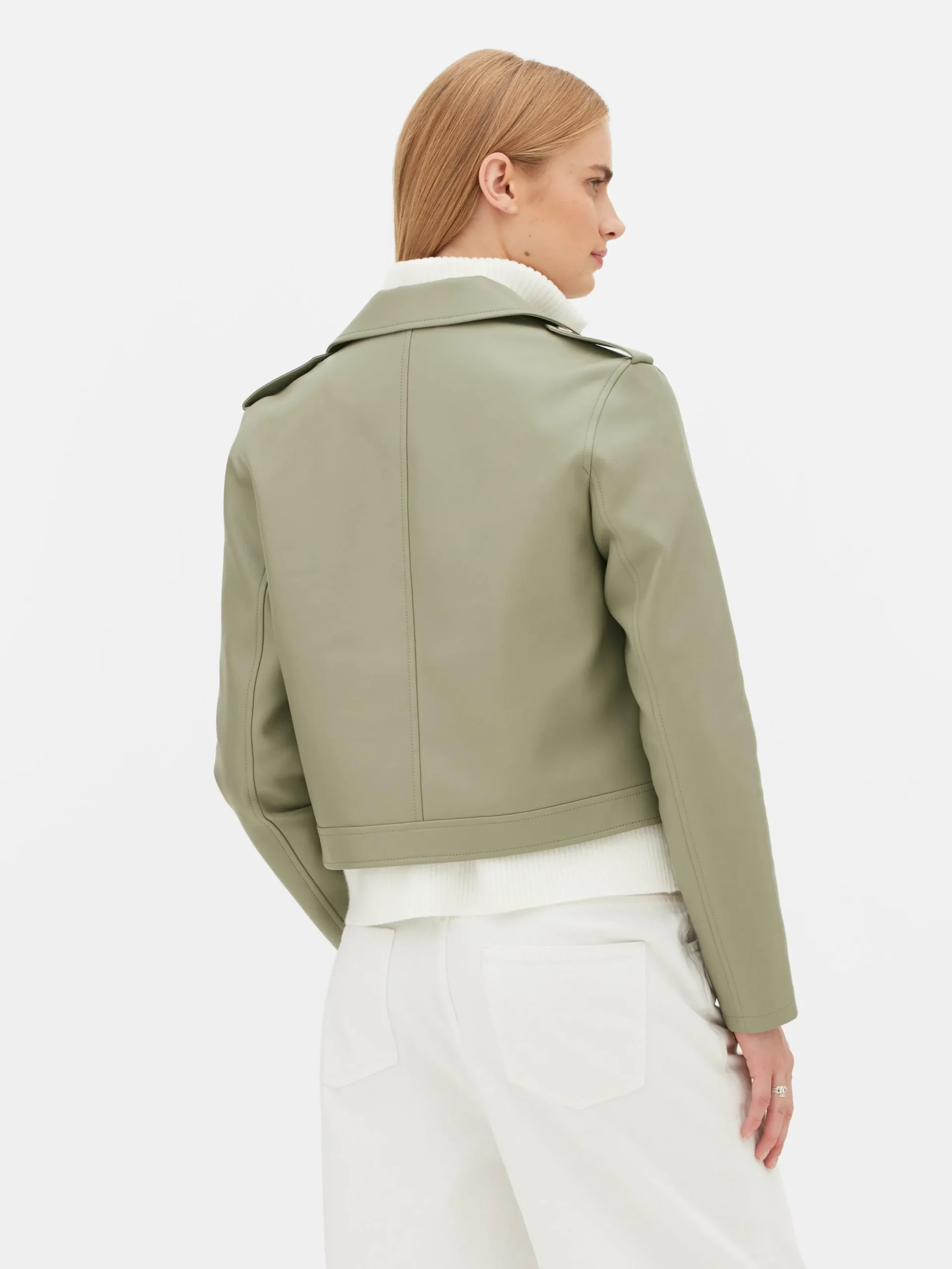 Manteaux Et Vestes|Primark Veste Motard En Simili Cuir Essential Vert clair
