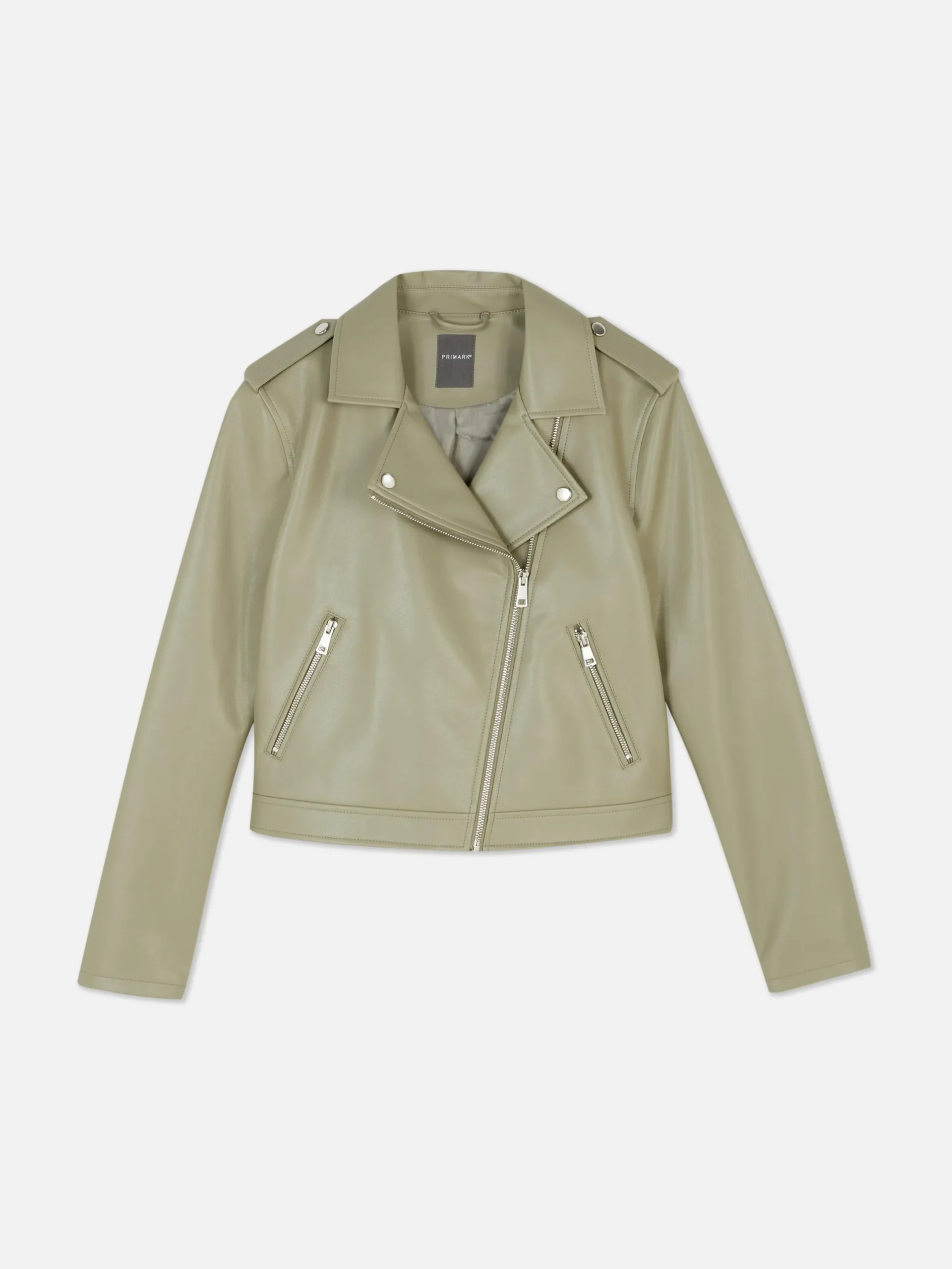 Manteaux Et Vestes|Primark Veste Motard En Simili Cuir Essential Vert clair