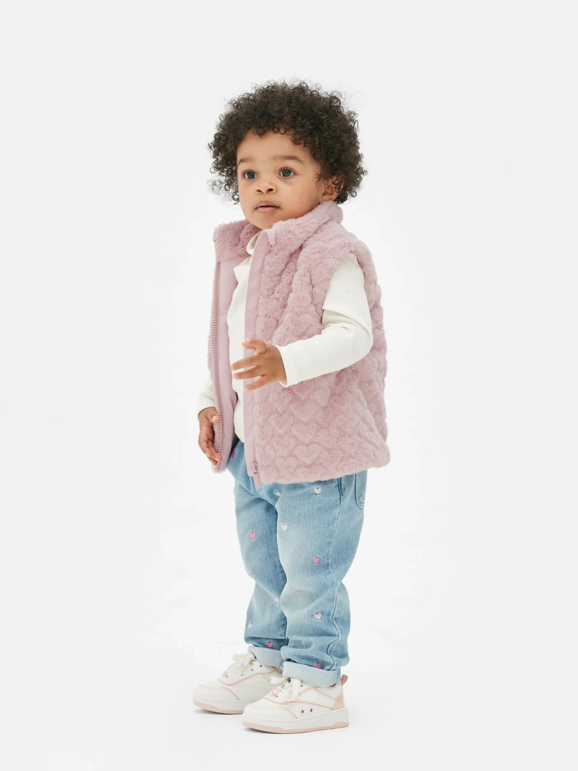 Manteaux Et Vestes|Primark Veste Sans Manche En Fausse Fourrure Texturée à Cœurs Rose