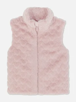 Manteaux Et Vestes|Primark Veste Sans Manche En Fausse Fourrure Texturée à Cœurs Rose