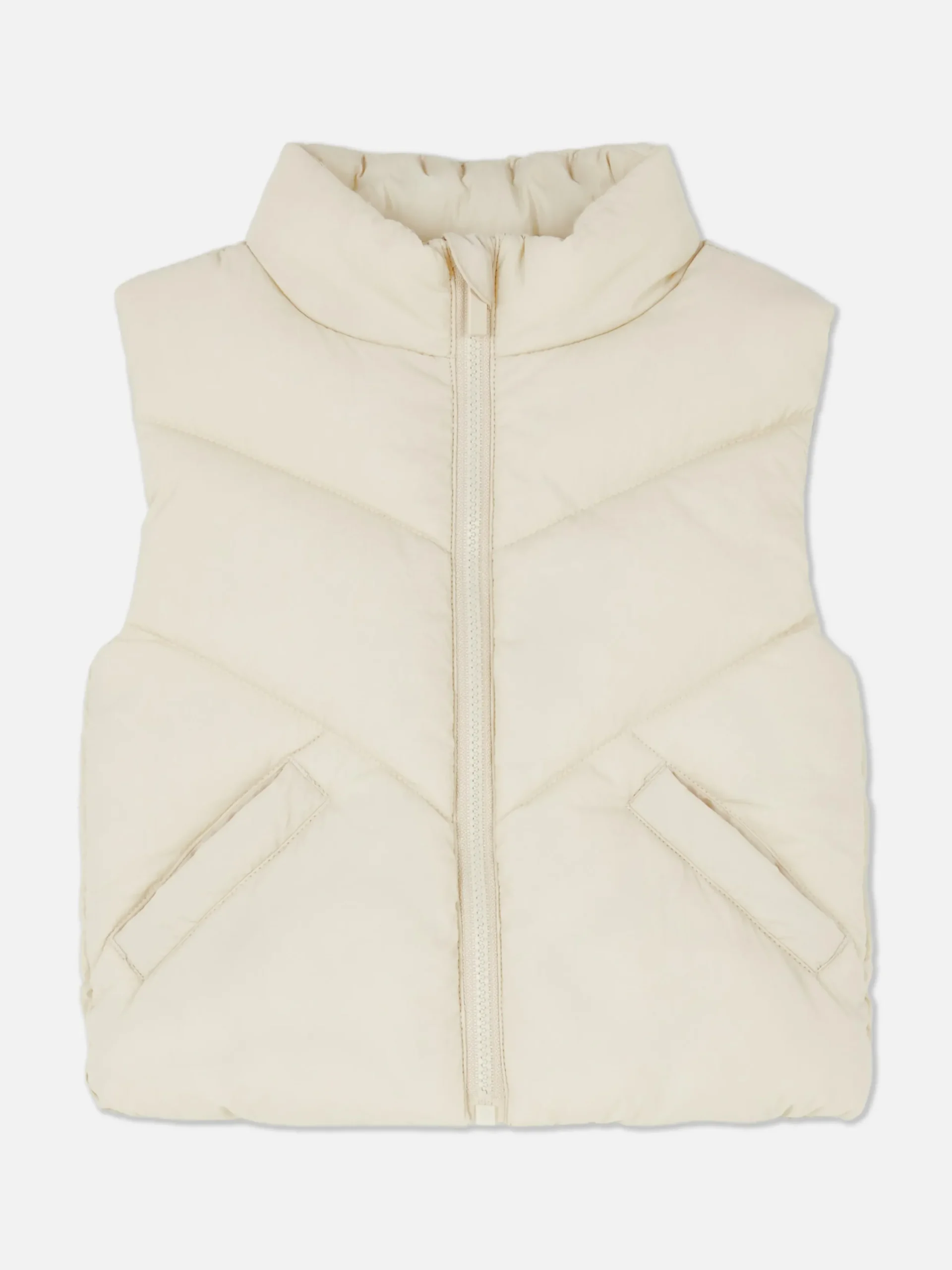 Manteaux Et Vestes|Primark Veste Sans Manche Matelassée Zippée Écru