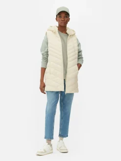 Manteaux Et Vestes|Primark Veste Sans Manches Longue Matelassée Crème