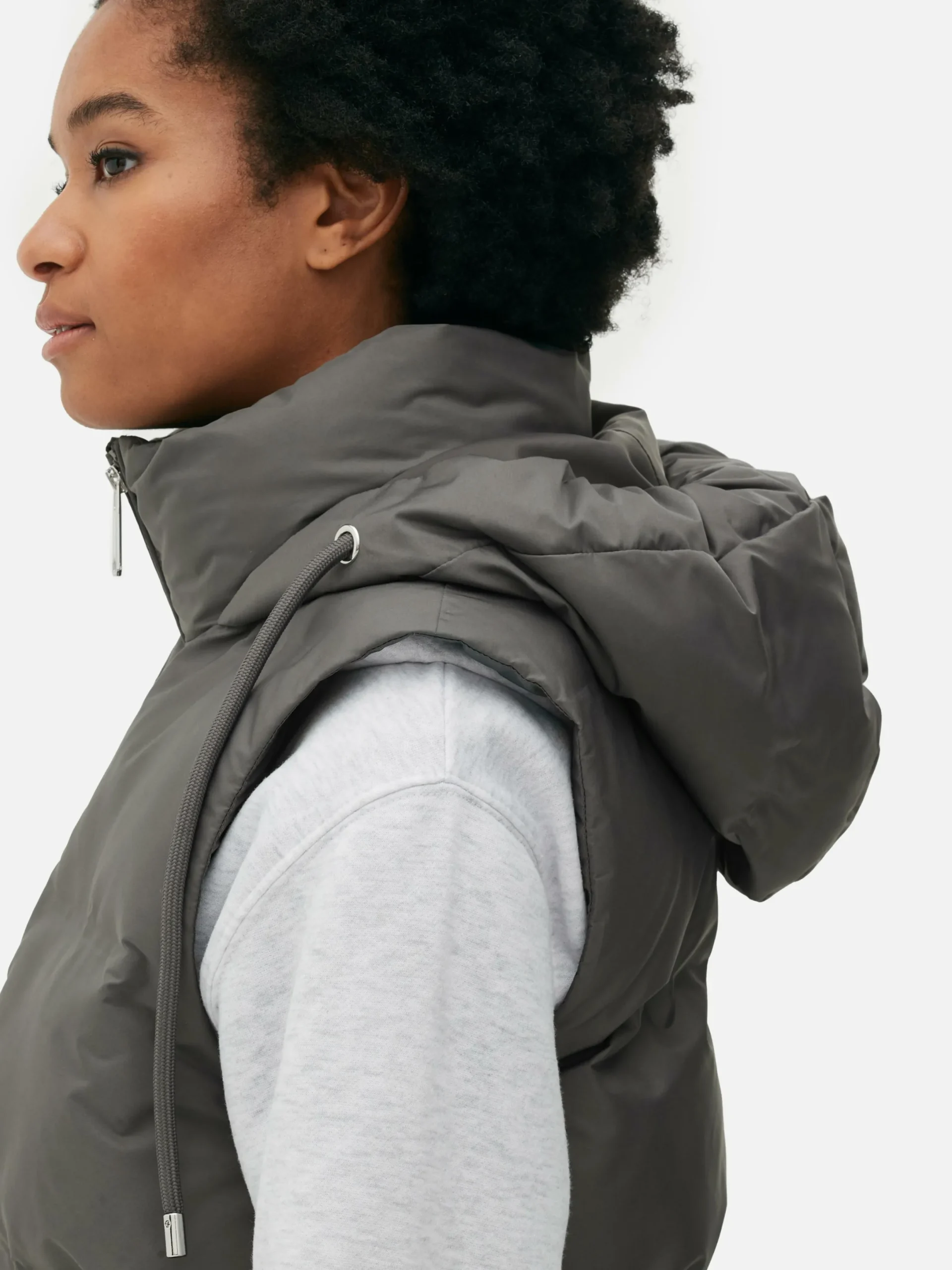 Manteaux Et Vestes|Primark Veste Sans Manches Matelassée à Capuche Anthracite