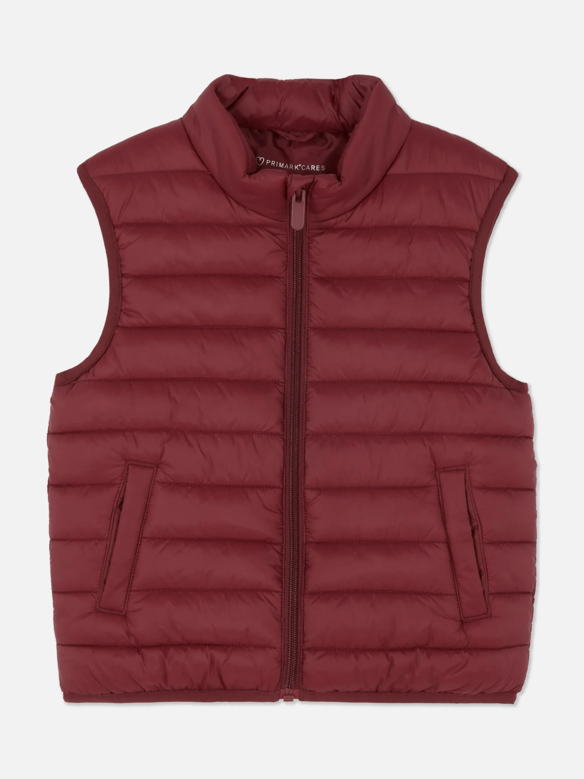 Manteaux Et Vestes|Primark Veste Sans Manches Rembourrée Zippée Rouge foncé