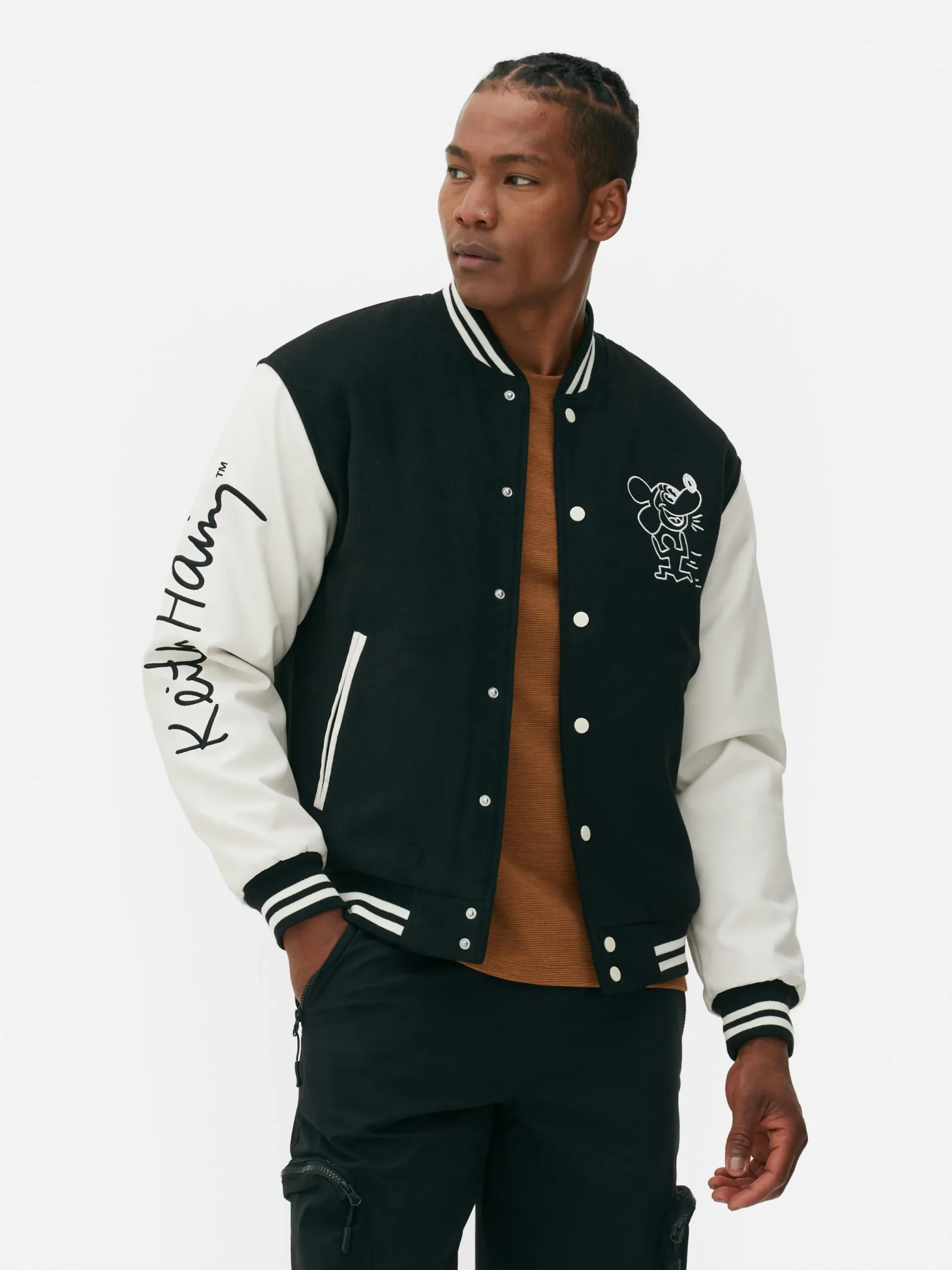 Manteaux Et Vestes|Primark Veste Universitaire Disney Mickey Mouse X Keith Haring Noir